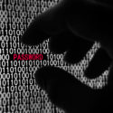 A silhouetted hand reaches for a red password within a field of binary ones and zeroes